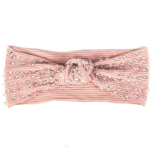 Niiyyjj Damen Sommer Solide Strass gerippte Stirnbänder Weich Stretch Kopf Wrap Turban Haarbänder Transparent Rosa von Niiyyjj