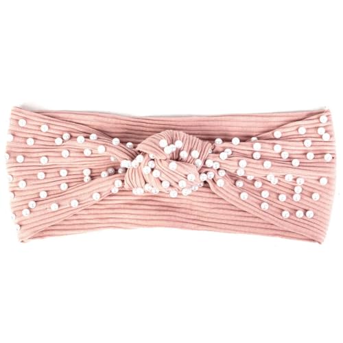 Niiyyjj Damen Sommer Solide Strass gerippte Stirnbänder weich Stretch Kopf Wrap Turban Haarbänder Weiß Rosa von Niiyyjj