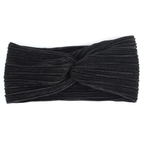 Niiyyjj Damen-Stirnband, bronzefarben, gefaltet, Sommer, elastisch, für Mädchen, Netzhaarband, Schwarz von Niiyyjj