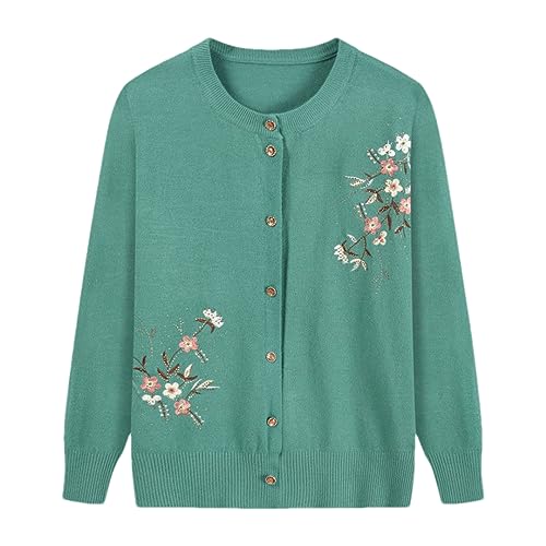 Niiyyjj Dünne Strickjacke Für Damen, Mantel, Bestickter Pullover, Oberbekleidung, Kurze Jacken In Übergröße PEA EN8 3XL von Niiyyjj