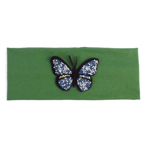 Niiyyjj Einfarbiges Stretch-Stirnband für Damen, Schmetterling, elastisch, flach, für Mädchen, Strass, Blau, GN von Niiyyjj