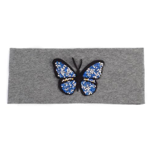 Niiyyjj Einfarbiges Stretch-Stirnband für Damen, Schmetterling, elastisch, flach, für Mädchen, Strass, Haarband, Blau, Dunkelgrau, 9 von Niiyyjj