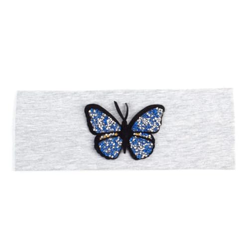 Niiyyjj Einfarbiges Stretch-Stirnband für Damen, Schmetterling, elastisch, flach, für Mädchen, Strass, Haarband, Blau, Hellgrau, 9 von Niiyyjj