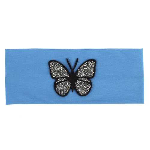 Niiyyjj Einfarbiges Stretch-Stirnband für Damen, Schmetterling, elastisch, flach, für Mädchen, Strass, Haarband, Grau, 9 Blau von Niiyyjj