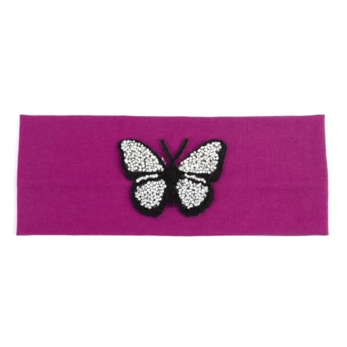 Niiyyjj Einfarbiges Stretch-Stirnband für Damen, Schmetterling, elastisch, flach, für Mädchen, Strass, Haarband, Silber-Rose von Niiyyjj