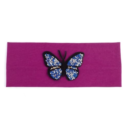 Niiyyjj Einfarbiges Stretch-Stirnband für Damen, Schmetterling, elastisch, flach, für Mädchen, Strass, Haarband, blaue Rose von Niiyyjj