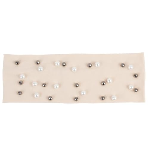 Niiyyjj Einfarbiges Stretch-Stirnband für Damen, modische Baumwollperlen, elastisch, flach, für Mädchen, Perlenhaarband, Beige von Niiyyjj