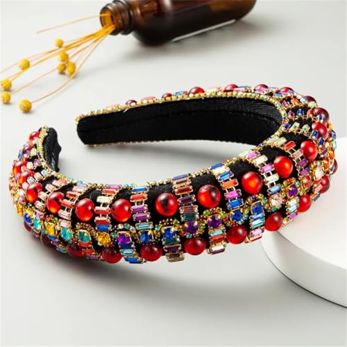 Niiyyjj FG378 Damen-Haarbänder, weich gepolstert, Strass, Brautschmuck, rote Serie, Party, Hochzeit, Haarschmuck von Niiyyjj