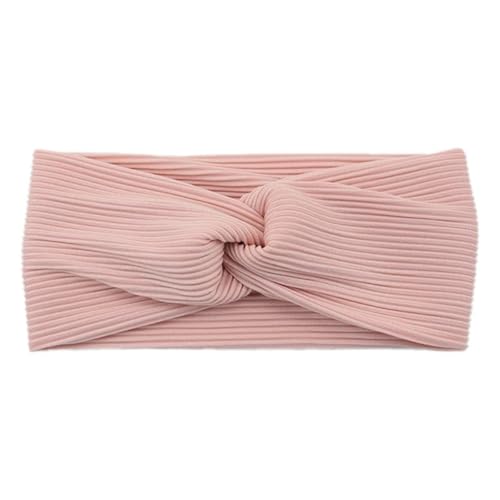 Niiyyjj Gerippte Stretch-Stirnbänder für Damen, elastisch, solide, geknotete Haarbänder, lockeres Haar-Accessoire, Rosa von Niiyyjj