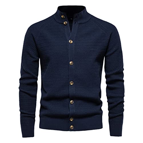 Niiyyjj Herren Herbst und Winter Stehkragen Slim Coat Sweater Strickpullover Casual Cardigan Sweater, Naxy324blue, XS von Niiyyjj