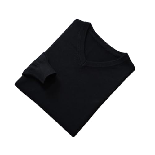 Niiyyjj Herren Kaschmir V-Ausschnitt Pullover Herbst Winter Weich Warm Jersey Pullover Baselayer Wolle Pullover, Schwarz , Large von Niiyyjj