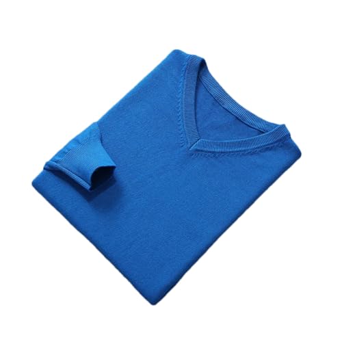Niiyyjj Herren Kaschmir V-Ausschnitt Pullover Herbst Winter Weich Warm Jersey Pullover Baselayer Wolle Pullover, blau, Medium von Niiyyjj