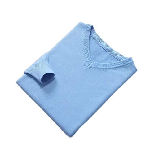 Niiyyjj Herren Kaschmir V-Ausschnitt Pullover Herbst Winter Weich Warm Jersey Pullover Baselayer Wolle Pullover, hellblau, X-Large von Niiyyjj