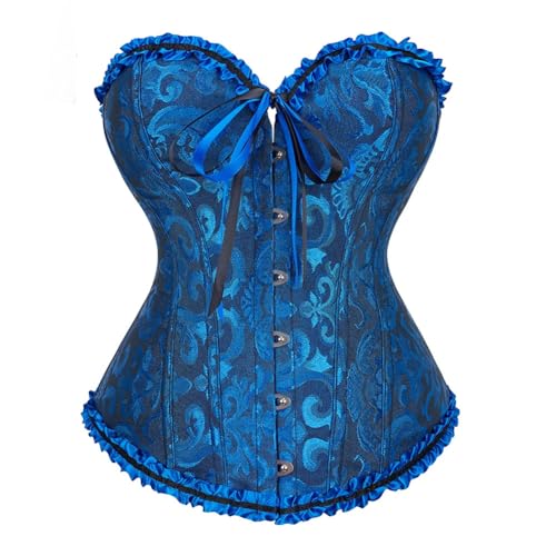 Niiyyjj Lace Up Bustier Korsett Plus Größe Korsett Für Frauen Jacquard Floral Gothic Gorset Knochen Korsett, dunkelblau, 36 von Niiyyjj