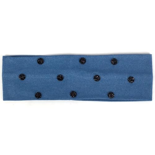 Niiyyjj Lässiges Denim-Haarband für Damen, Strass, dehnbar, flach, Turban, Haarschmuck, Schwarz / Blau von Niiyyjj