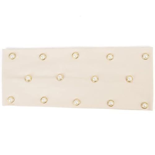 Niiyyjj Modische Haarbänder für Damen, Perlen, breit, flach, weiche Baumwolle, Mädchen-Haarband, Beige / Gold von Niiyyjj