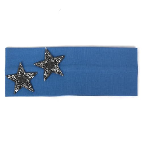 Niiyyjj Modische einfarbige Damen-Stirnbänder, Sterne, Strasssteine, elastisch, flach, leger, grau-blau von Niiyyjj