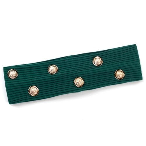 Niiyyjj Stirnband mit Sonnenblumen-Nieten für Damen, Sport, elastische Haarbänder, einfarbig, Armee-GN von Niiyyjj