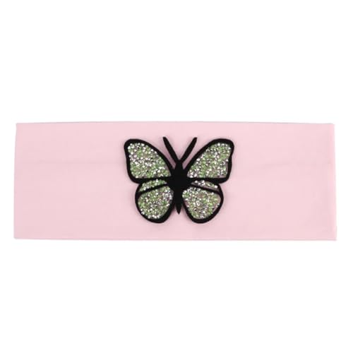 Niiyyjj Unifarbenes Stretch-Stirnband für Damen, Schmetterling, elastisch, flach, für Mädchen, Strass, GN Pink von Niiyyjj