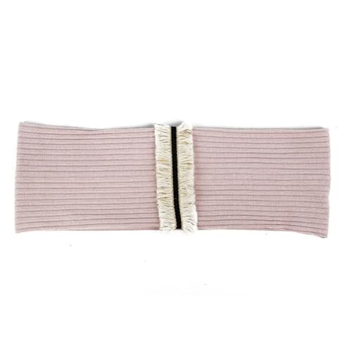 Niiyyjj Vintage Boho Quaste Streifen Stirnband für Frauen weich gerippt Haarband breit elastisch Haarschmuck Beige Rosa von Niiyyjj