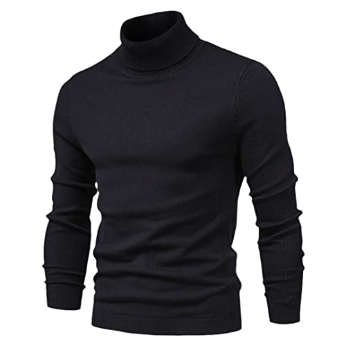 Niiyyjj Winter Herren Rollkragenpullover Casual Einfarbig Warm Pullover Slim High Neck Sweater Herren, Schwarz , Small von Niiyyjj