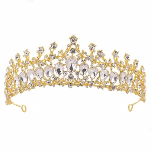 Strass Braut Tiara Krone für Frauen Hochzeit Kopfschmuck Haarschmuck für Braut Festzug Kopfschmuck Gold von Niiyyjj