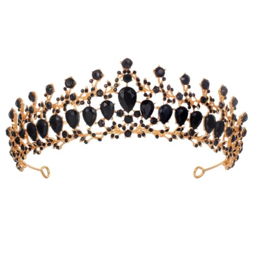Strass Braut Tiara Krone für Frauen Hochzeit Kopfschmuck Haarschmuck für Braut Festzug Kopfschmuck Schwarz von Niiyyjj