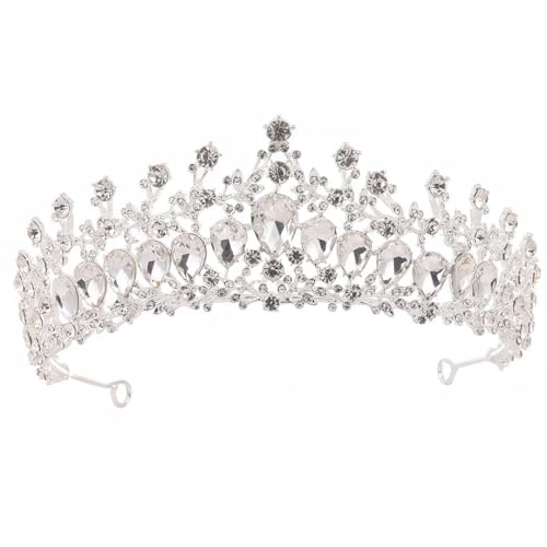 Strass Braut Tiara Krone für Frauen Hochzeit Kopfschmuck Haarschmuck für Braut Festzug Kopfschmuck Silber von Niiyyjj