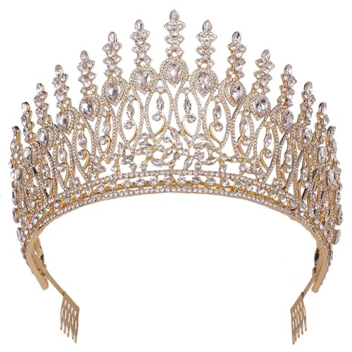 Strass Hochzeit Kopfschmuck für Bühnenshows Haarschmuck verstellbar Braut Tiara Krone Kopfschmuck Gold Weiß von Niiyyjj