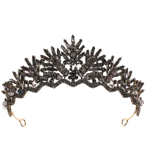 Strass Hochzeit Krone Braut Tiara Kopfschmuck mit Perle Haarschmuck für Braut Schwarz von Niiyyjj