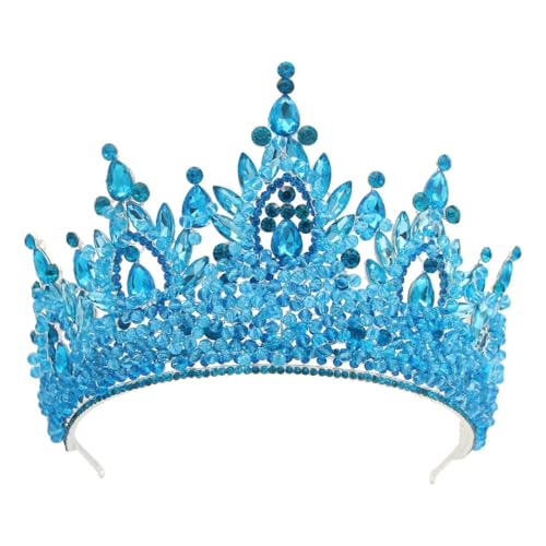 Strass Hochzeit Tiara Frauen Perlen Braut Krone Festzug Kopfschmuck Böhmische Braut Haarschmuck Blau2 Tiaras von Niiyyjj