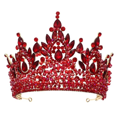 Strass Hochzeit Tiara Frauen Perlen Braut Krone Festzug Kopfschmuck Böhmische Braut Haarschmuck Rot 1 Tiaras von Niiyyjj