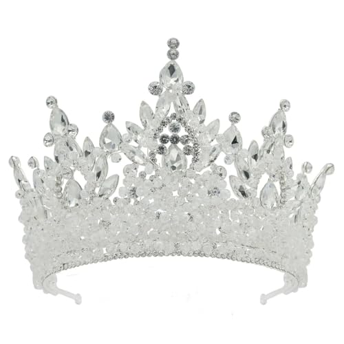 Strass Hochzeit Tiara Frauen Perlen Braut Krone Festzug Kopfschmuck Böhmische Braut Haarschmuck Weiß 1 Tiaras von Niiyyjj