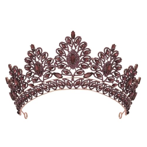 Strass Hochzeit Tiara Krone Braut Kopfschmuck Haarschmuck für Braut verstellbarer Kopfschmuck C9 Lila von Niiyyjj