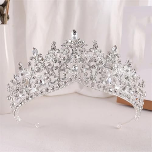 Tiara mit Perlen und Strasssteinen, für Hochzeit, Braut, Haarschmuck für Damen, Party, Perlen, Kopfbedeckung, Silber Tiara mit Perlen und Strasssteinen, für Hochzeit, Braut, Haarschmuck für Damen, Party, Perlen, Kopfbedeckung, Silber von Niiyyjj