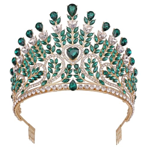Vintage Braut Tiara Krone Hochzeit Kopfschmuck Strass Perlen Festzug Abschlussball Haarschmuck Frauen H321 Gold EN8 von Niiyyjj
