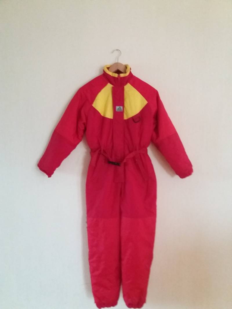 Kinder Skianzug Gemustert Retro Hipster One Piece Rot/Gelb Size 152 von NikasClothing