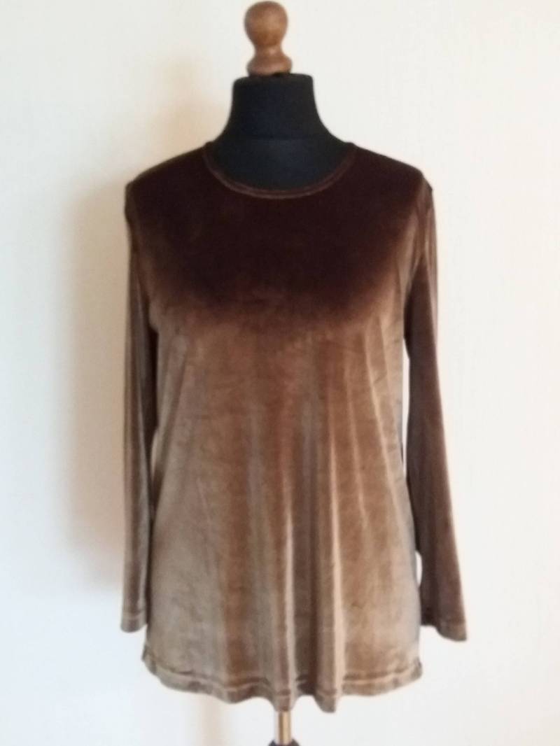 Vintage Samt Bluse Langarm Shirt Gr.m von NikasClothing