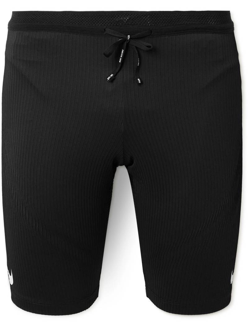 NIKE RUNNING - AeroSwift Logo-Print Ribbed Dri-FIT ADV Half-Length Tights - Men - Black - S von NIKE RUNNING