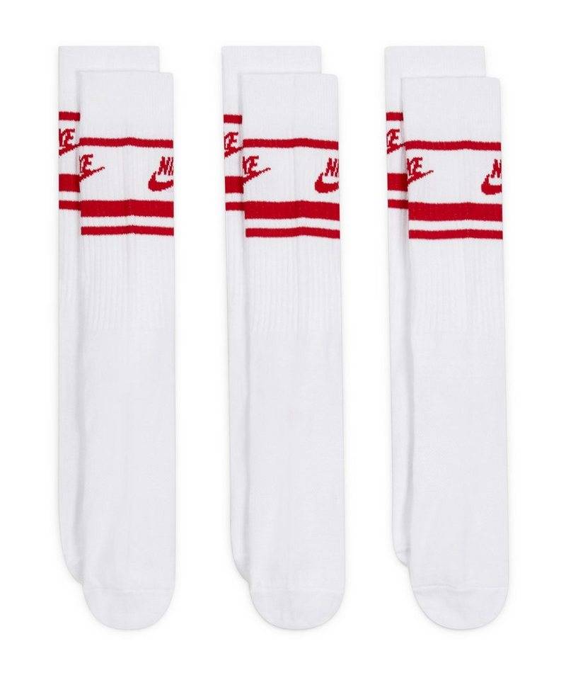 Nike Sportswear Freizeitsocken Nike Sportswear Essential Crew Stripe Socken Weiß Polyester von Nike Sportswear