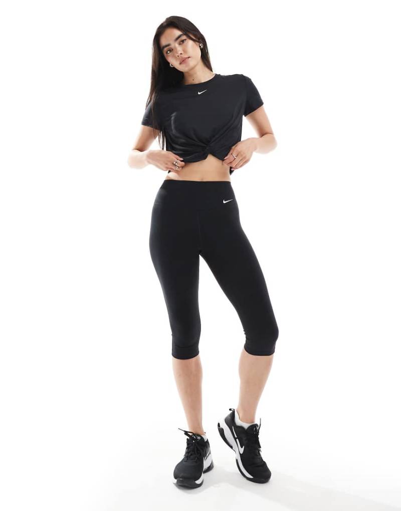 Nike - One Training - Capri-Leggings in Schwarz mit hoher Taille von Nike Training