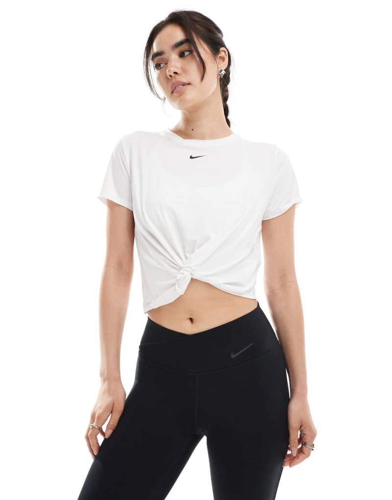 Nike - One Training Dri-FIT - T-Shirt in Weiß mit verdrehter Front von Nike Training