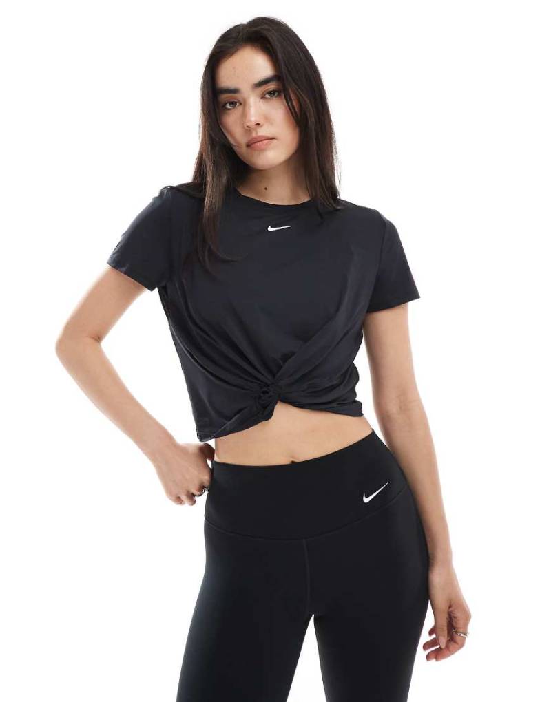 Nike Training - One Dri-FIT - T-Shirt in Schwarz mit verdrehter Front von Nike Training