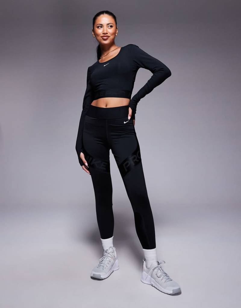Nike - Pro Training Dri-FIT Sculpt - Formende 7/8-Leggings in Schwarz mit hohem Bund von Nike Training
