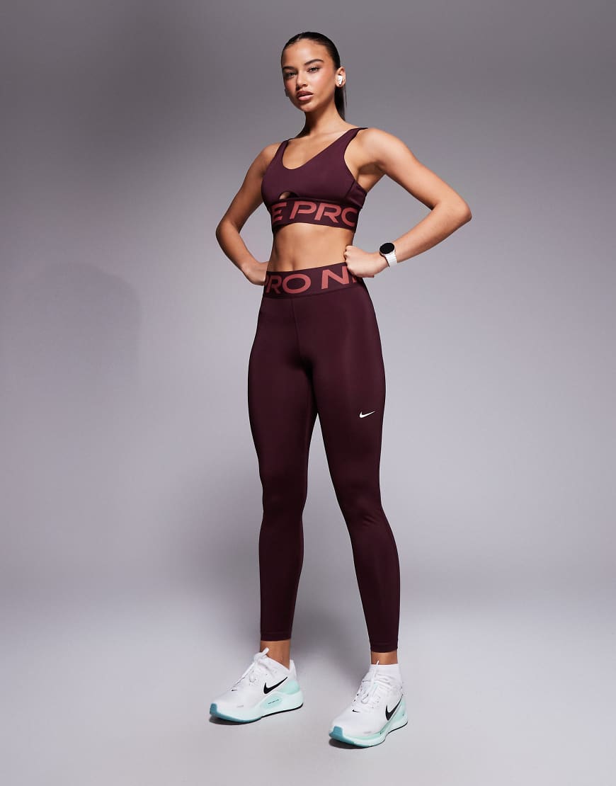 Nike - Pro Training - Formende Leggings in Burgunderrot mit hohem Bund von Nike Training