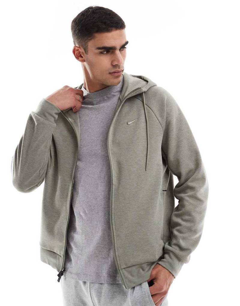 Nike Training - Dri-FIT - Kapuzenpullover in hellem Khaki-Grün von Nike Training