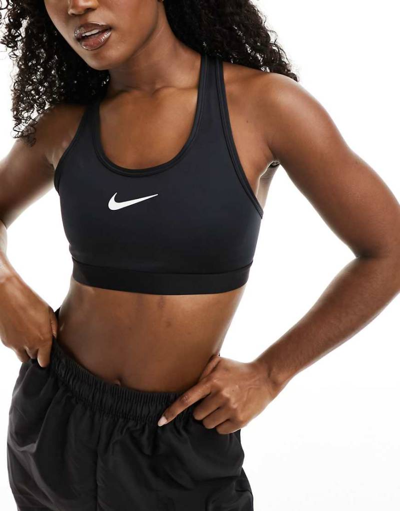 Nike Training - Sport-BH in Königsblau mit hoher Stützfunktion und Swoosh-Logo-Schwarz von Nike Training