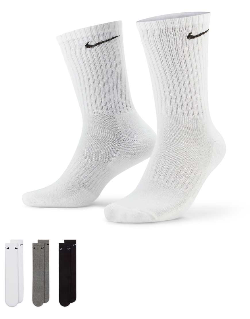 Nike Training - Everyday Cushioned - 3er-Pack Socken in Weiß, Grau und Schwarz-Bunt von Nike Training