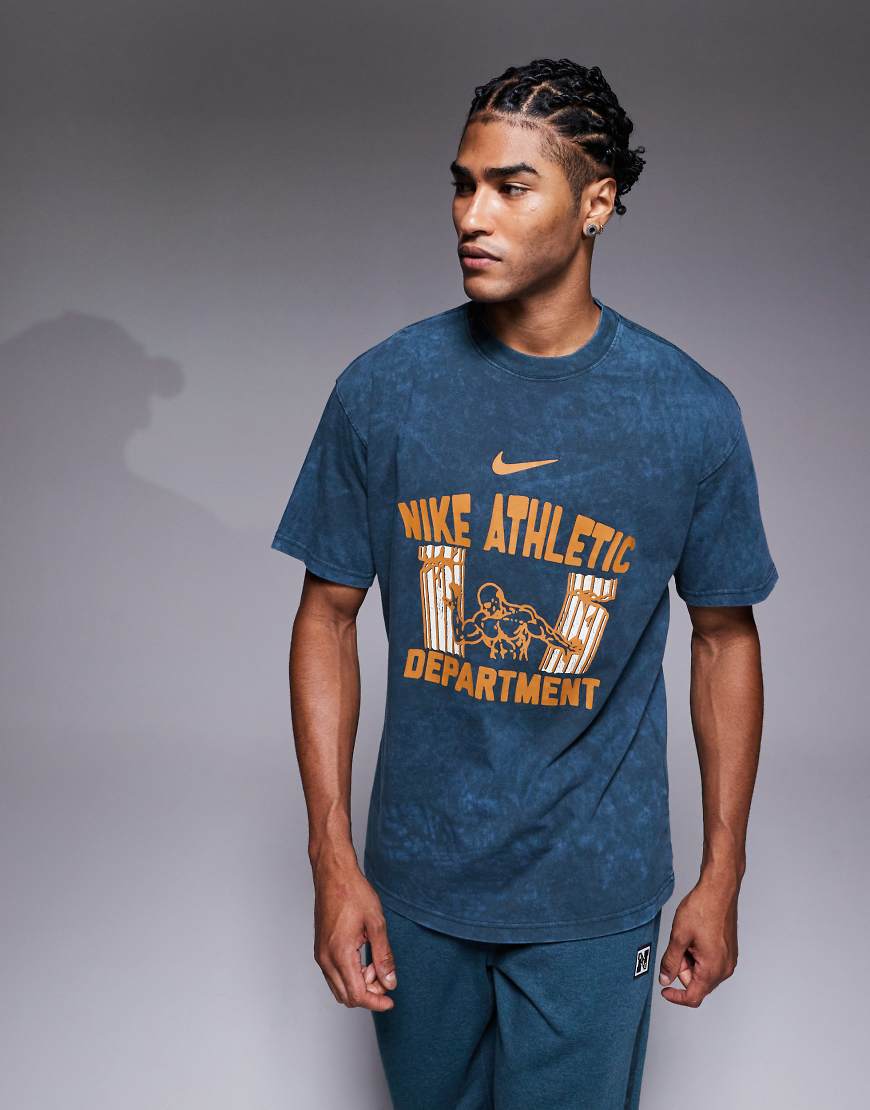 Nike Training - Gym Heritage - T-Shirt in Blau mit Print-Grün von Nike Training
