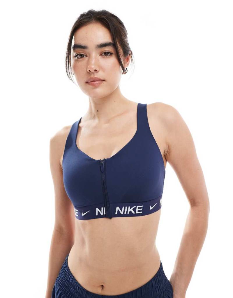 Nike Training - Indy - Sport-BH in Marineblau mit hoher Stützfunktion und Reißverschluss vorne von Nike Training